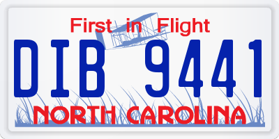 NC license plate DIB9441
