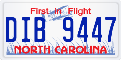 NC license plate DIB9447