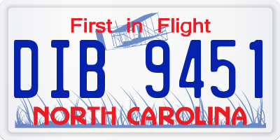 NC license plate DIB9451