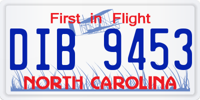 NC license plate DIB9453