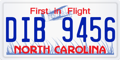 NC license plate DIB9456
