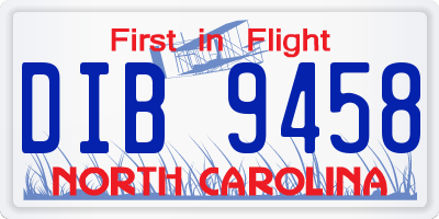 NC license plate DIB9458