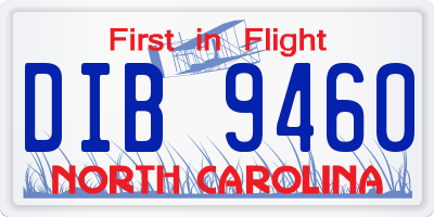 NC license plate DIB9460