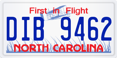 NC license plate DIB9462