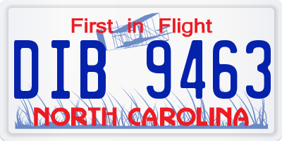 NC license plate DIB9463