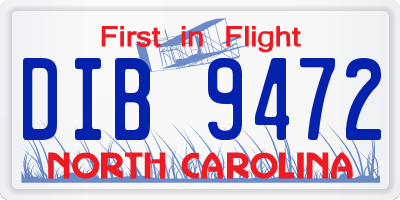 NC license plate DIB9472