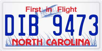NC license plate DIB9473