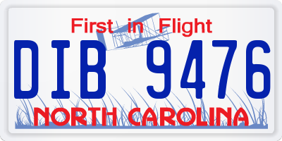 NC license plate DIB9476