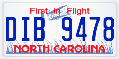 NC license plate DIB9478