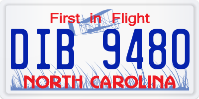 NC license plate DIB9480