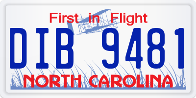 NC license plate DIB9481
