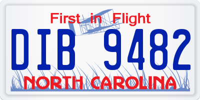 NC license plate DIB9482