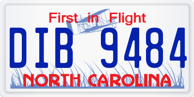 NC license plate DIB9484