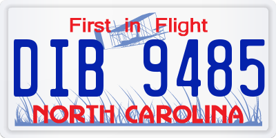 NC license plate DIB9485