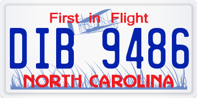 NC license plate DIB9486