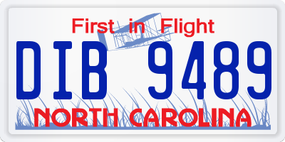 NC license plate DIB9489
