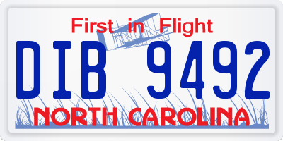 NC license plate DIB9492