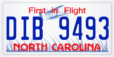 NC license plate DIB9493