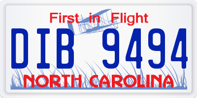 NC license plate DIB9494