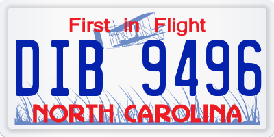 NC license plate DIB9496