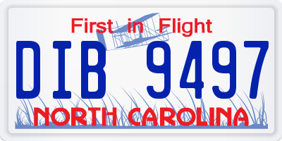 NC license plate DIB9497