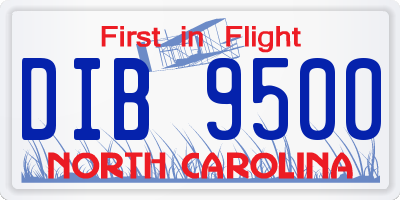 NC license plate DIB9500