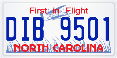 NC license plate DIB9501