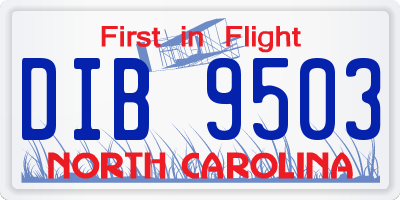 NC license plate DIB9503