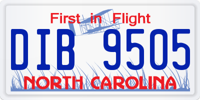 NC license plate DIB9505