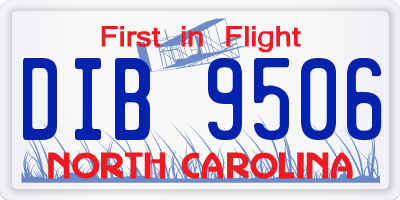 NC license plate DIB9506