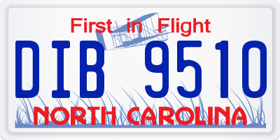 NC license plate DIB9510
