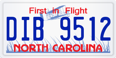NC license plate DIB9512