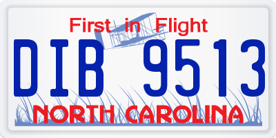 NC license plate DIB9513