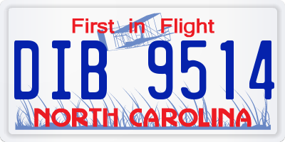 NC license plate DIB9514