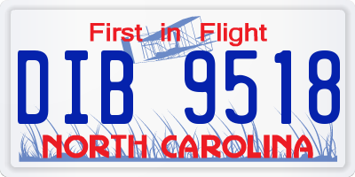 NC license plate DIB9518