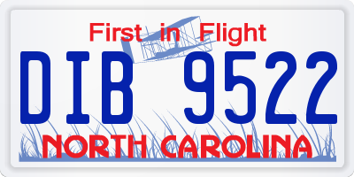 NC license plate DIB9522