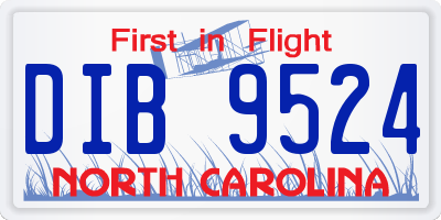NC license plate DIB9524