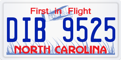 NC license plate DIB9525
