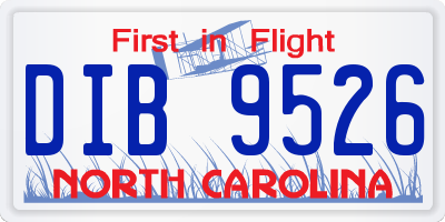 NC license plate DIB9526