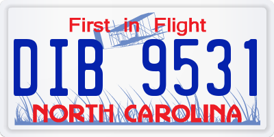 NC license plate DIB9531