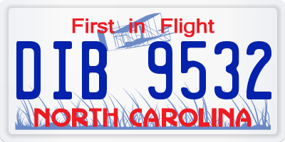 NC license plate DIB9532