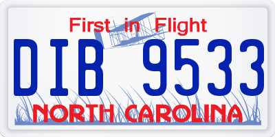 NC license plate DIB9533