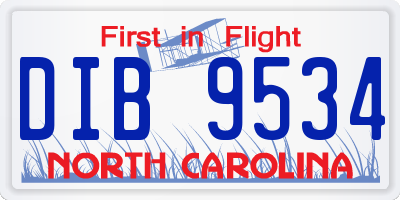 NC license plate DIB9534