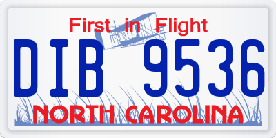 NC license plate DIB9536