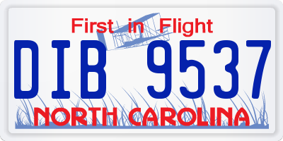NC license plate DIB9537