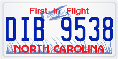 NC license plate DIB9538
