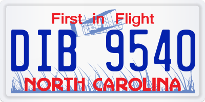 NC license plate DIB9540
