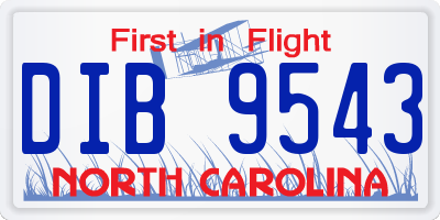NC license plate DIB9543
