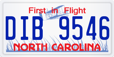 NC license plate DIB9546