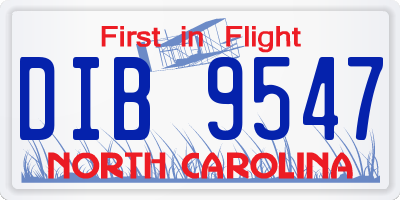 NC license plate DIB9547
